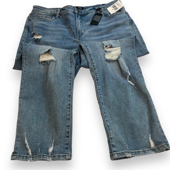 Kut From the Kloth Reese High Rise Fab AB Distressed Straight Ankle Jeans 18 - Picture 2 of 11